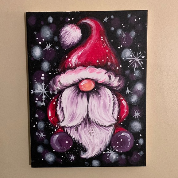 SALE!! Santa holiday gnome painting #2 handmade - Picture 1 of 10